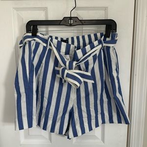 J. Crew Striped cotton-blend poplin tie-waist short size 12 brand new with tags